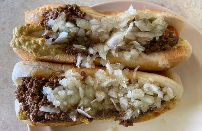 Rhode Island Hot Wieners dressed on a plate