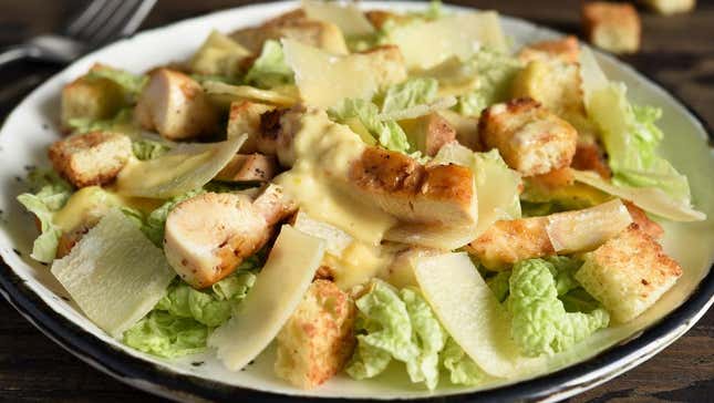 Caesar salad with dressing